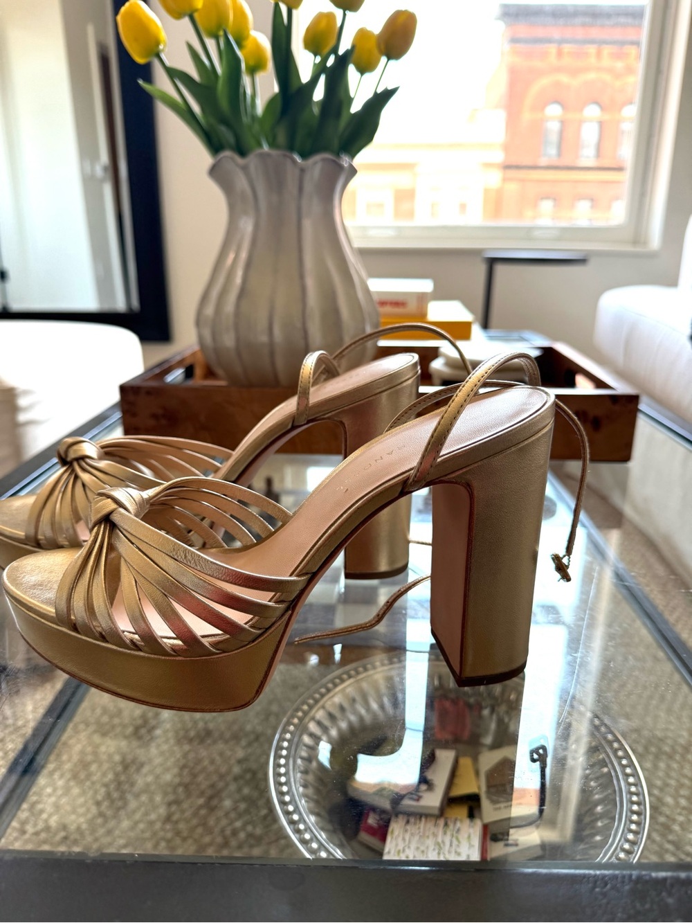Loeffler Randall Rivka Champagne Knot Platform Heels - size 8.5 – Brand New - Picture 3 of 10
